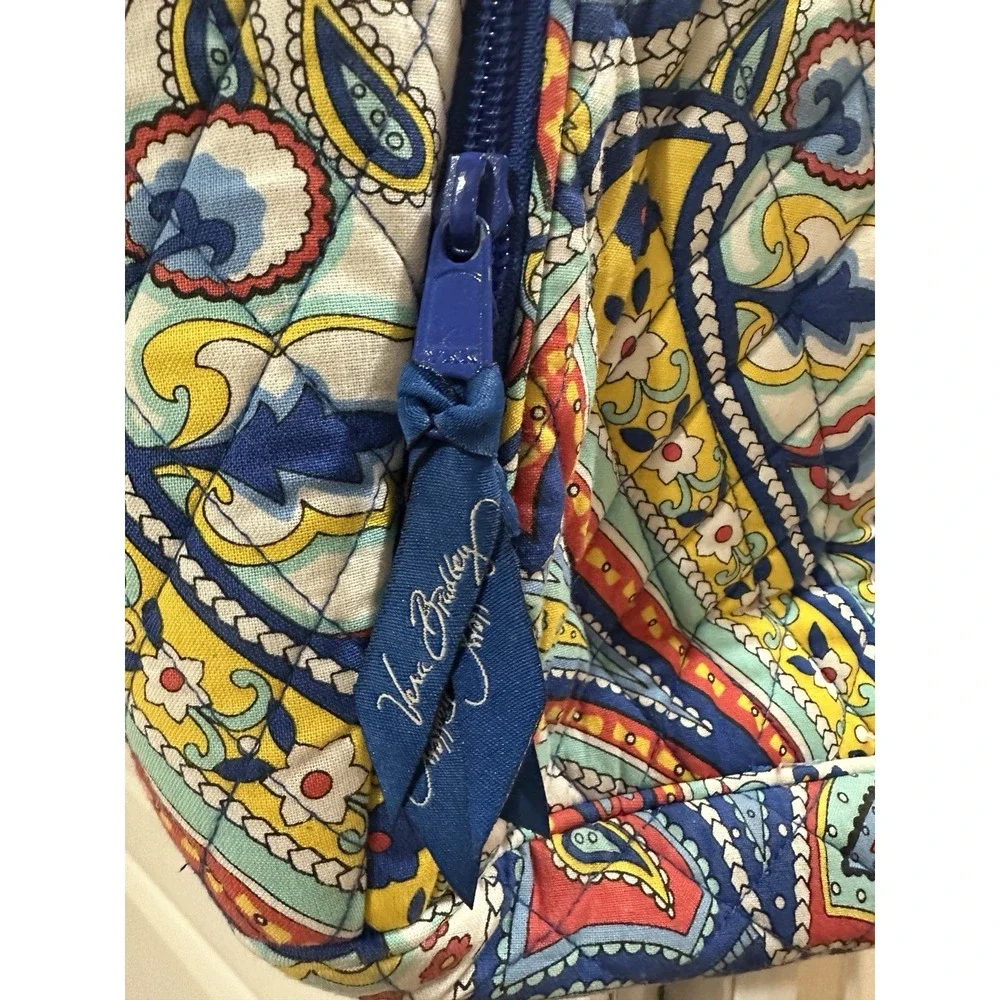 Vera Bradley Marina Paisley Full Size Backpack Retired Quilted Cotton Laptop Bag